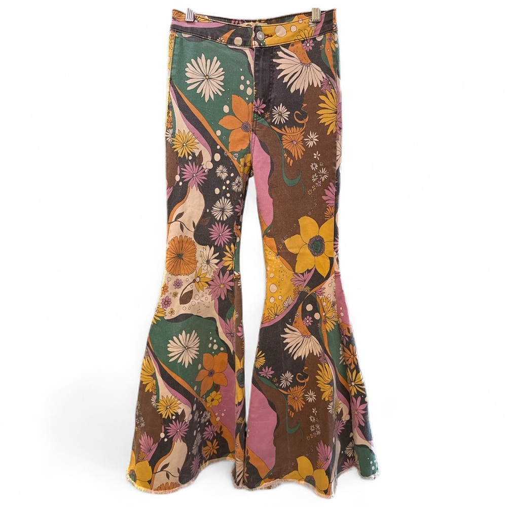 We The Free FREE PEOPLE RARE  Multicolor Floral Flare Pants